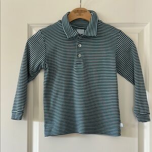 Bella Bliss Striped Polo Shirt w Long Sleeves, Logo Boys Size 6
